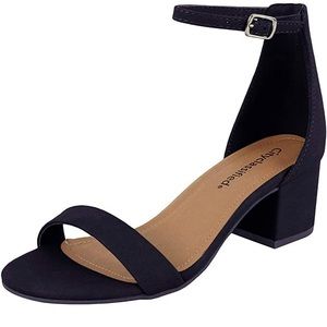 Block Open Toe Ankle Strap Heeled Sandals
